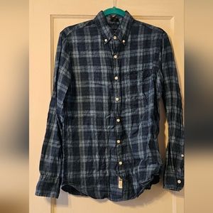 J. Crew Slim Fit Blue Plaid Linen Shirt